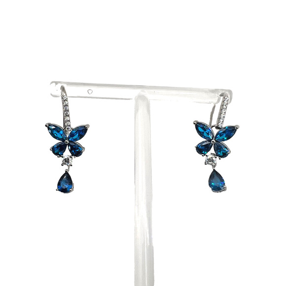 Anna Zuckerman Blue Sapphire Stone Chandelier Earrings - Picture 2 of 3